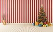 Wooden room with christmas-tree