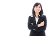 attractive asian businesswoman thinking