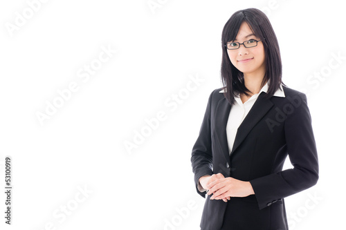 Photo: attractive asian businesswoman on white background attractive asian businesswoman on white background
