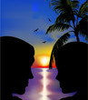 Vector: Couple in love at sunset. Vector Couple in love at sunset. Vector