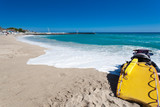 plage de Saint-Gilles, jet ski et planche de mousse