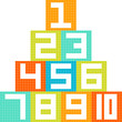 8-Bit Pixel-Art Number 1-10 Blocks Arranged in a Pyramid