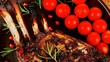 served charbroiled ribs on plate over wood 1920x1080 intro motio
