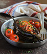 Eggplant stuffed with meat and assorted vegetables