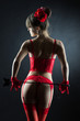Sexy muscled woman in red lingerie