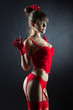 Sexy attractive girl in red lingerie