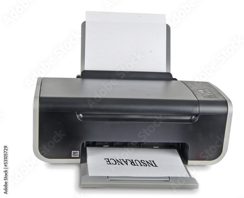 Photo: Printer isolated on white background Printer isolated on white background