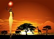 African Woman on Savannah Sunset-Donna Africata nel Tramonto
