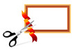 Scissors cutting ribbon