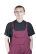 Young worker in overalls