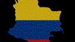 Colombia map flag with population animation