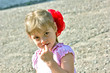 little girl with a bow