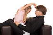 Dad make ​​a grimace to his daughter
