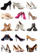 Foto: Collection of female shoes over white. female footwear Collection of female shoes over white. female footwear