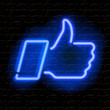 Neon Like symbol on brick wall, vector Eps10 illustration.