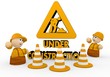 under construction symbol  with two cute 3d characters