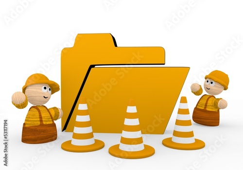 Illustration: folder icon with two cute 3d characters folder icon with two cute 3d characters