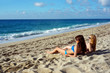 Young women on a beach in Italy