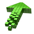 Arrow icon made of green cubes isolated on white