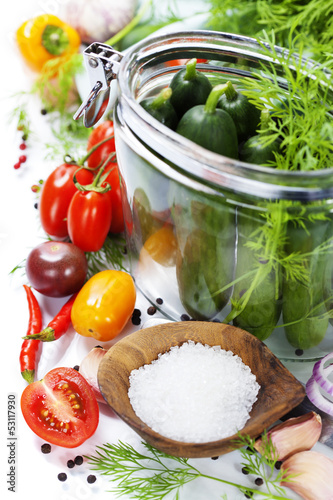 Photo: preparing preserves of pickled cucumbers and tomatoes preparing preserves of pickled cucumbers and tomatoes