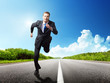 business man run on the road