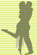 Silhouette of Lovers Kissing.