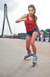 Young woman on roller skates