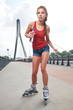 Young woman on roller skates