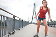 Young woman on roller skates