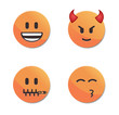 Orange smiley faces vector set #4