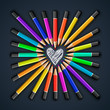 Colored pencils, heart shape, vector Eps10 illustration.