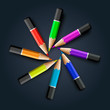 Colored pencils on grey background, vector Eps10 illustration.