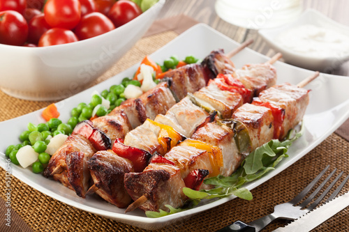 Photo: Grilled meat and vegetables Grilled meat and vegetables