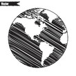 Black World map and compass of vector