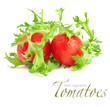 Lettuce and tomatoes isolated on white background