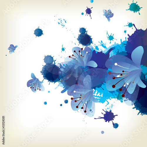 Vector: Abstract background with splash and floral elements Abstract background with splash and floral elements