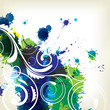 Abstract background with splash and floral elements