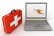 Illustration: Pills for a laptop, diagnosis and repair of computers Pills for a laptop, diagnosis and repair of computers