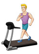 Cartoon illustration of a man on a treadmill