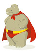 Vector: Cartoon illustration of a hippopotamus as superhero Cartoon illustration of a hippopotamus as superhero