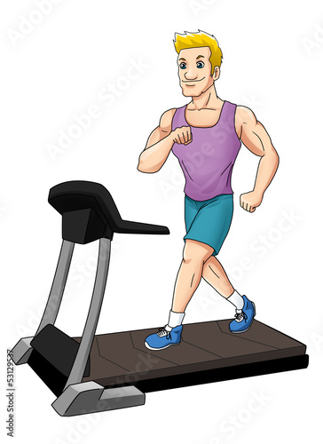 Illustration: Cartoon illustration of a man on a treadmill Cartoon illustration of a man on a treadmill