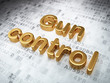 Illustration: Privacy concept: Golden Gun Control on digital background Privacy concept: Golden Gun Control on digital background
