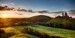 Corfe Castle sunrise panoramic Dorset England