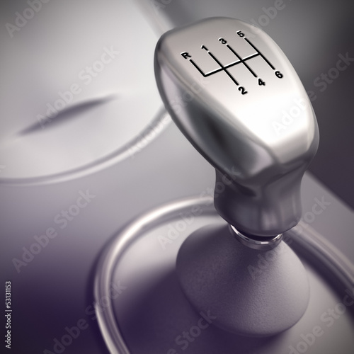 Illustration: Gear Shift Detail, Automobile Gear Shift Detail, Automobile