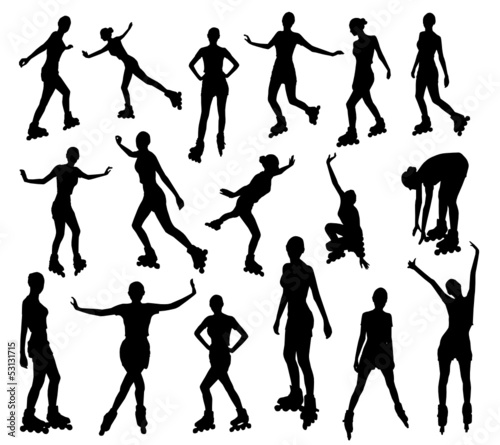 Vector: Silhouettes of roller girl Silhouettes of roller girl