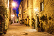 Ancient town of Pienza in Italy at night.