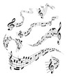 Set of musical notes staff