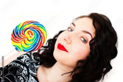 Photo: retro woman with a lollipop retro woman with a lollipop