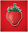Vektor: red fresh strawberry on red background red fresh strawberry on red background