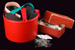 box with accessories for sewing